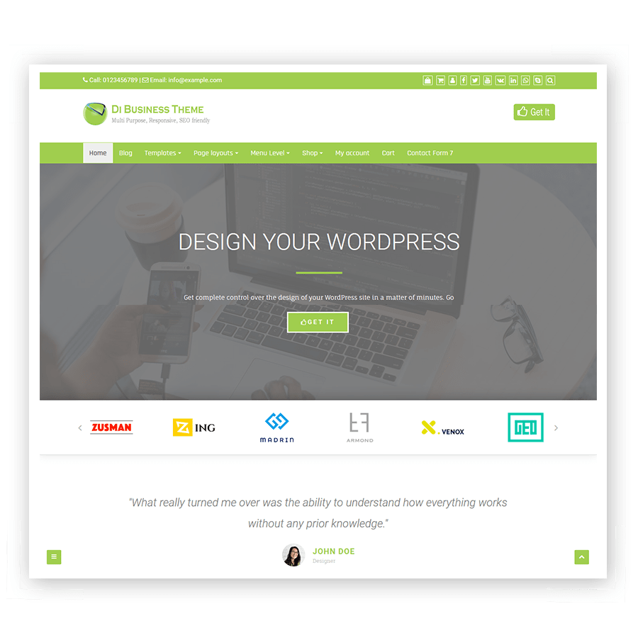 Di Business Theme, the Free WordPress Themes for your dynamite websites.